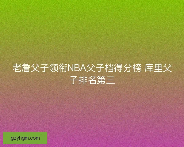 老詹父子领衔NBA父子档得分榜 库里父子排名第三