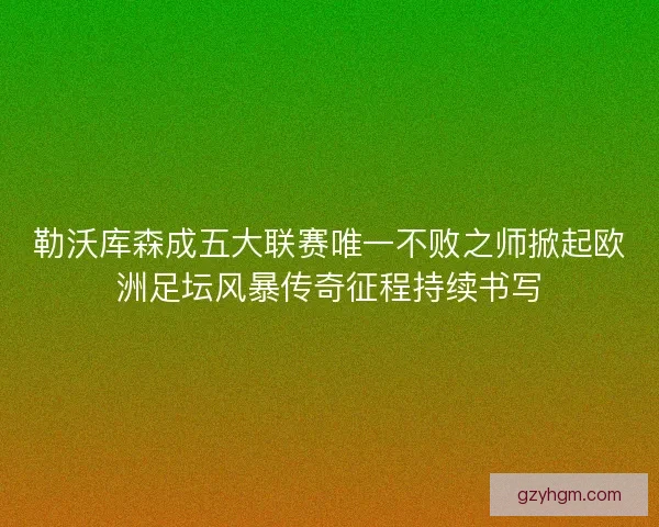 勒沃库森成五大联赛唯一不败之师掀起欧洲足坛风暴传奇征程持续书写