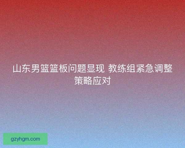 山东男篮篮板问题显现 教练组紧急调整策略应对